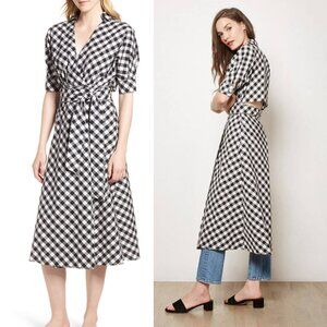 Habitual Gingham Luna Wrap Midi Dress Black White Gingham Size XS